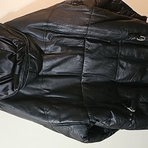 Mens Leather Coat With Hood Sz.3xl.